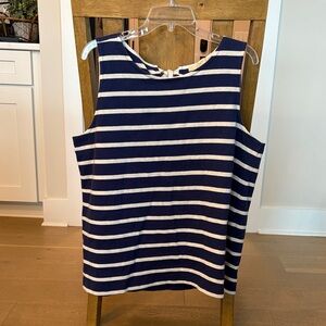 LOFT Navy and White Striped Sleeveless Top